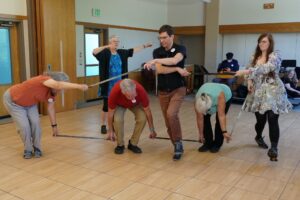 People dancing in Longsword class.